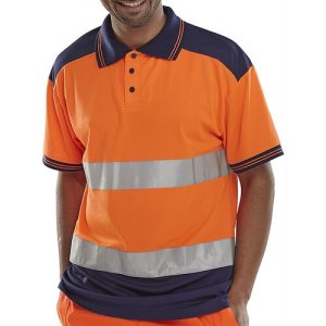 BEESWIFT CPKSTTENOR HI-VIS TWO TONE ORANGE/NAVY POLO SHIRT